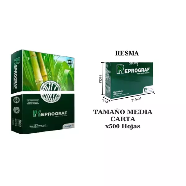 Resma De Papel Fotocopia Tamaño 1/2 Media Carta 75 Gr Blanco