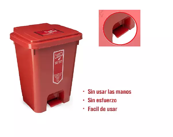 Papelera Tapa Pedal 35 Litros Roja Luxury Plast Und