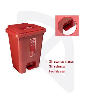 Papelera Tapa Pedal 35 Litros Roja Luxury Plast Und