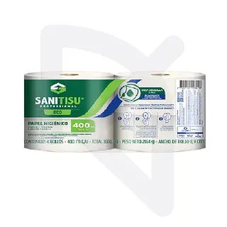 Papel Higiénico Jumbo Natural Sanitisu X 4 Rollos * 400m