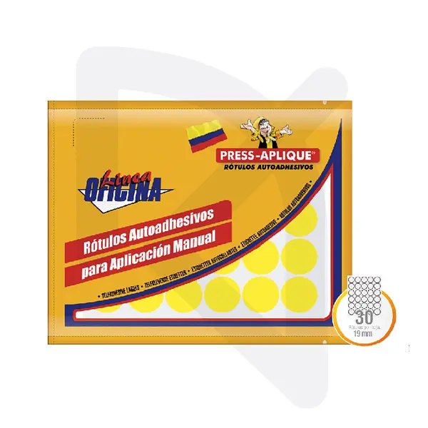 Rótulos Autoadhesivos Circulares Amarillo 1170 19mm Press-Ap