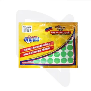 Rótulos Autoadhesivos Circulares Verde 1173 19mm Press-Apliq