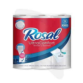 Papel Higienico Triple Hoja Xxg Rosal 30m X 12 Und