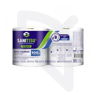 Papel Higiénico Jumbo Blanco Sanitisu X 4 Rollos * 500m
