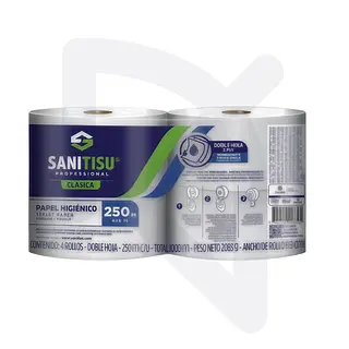 Papel Higiénico Jumbo Blanco Sanitisu X 4 Rollos * 250m