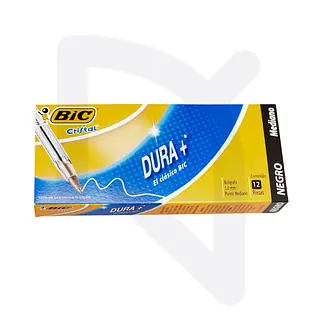 Bolígrafo Bic Cristal Negro Punta Redonda X 12 Und