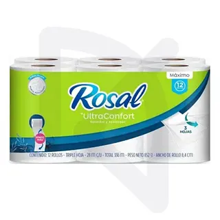 Papel Higienico Triple Hoja Ultraconfort Rosal 28m X 12 Und