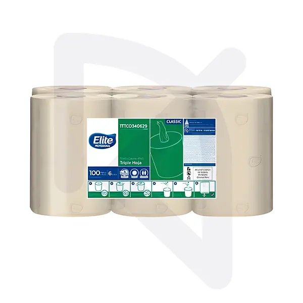 Toalla Elite Center Flow TH Natural 100m x 6 Und