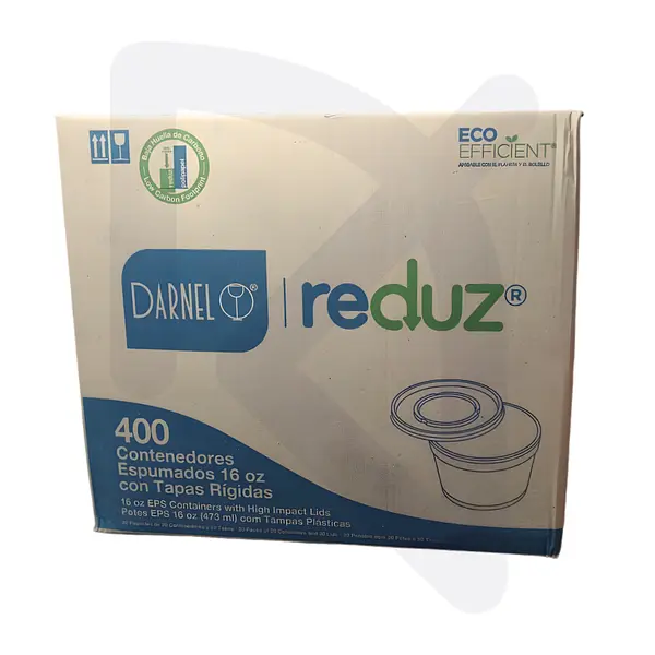 Contenedor Espumado Tapa Plastica Rigida Blanco 16 Oz * 20 Paquetes