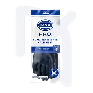 Guantes Caucho Negro Calibre 25 Talla M Task Pro x Par