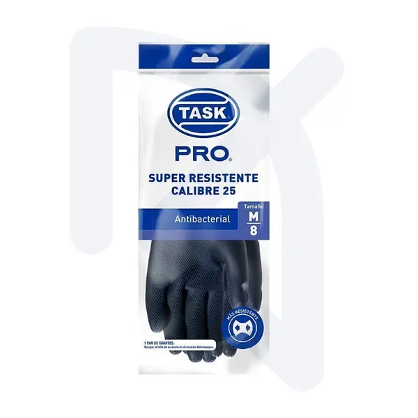 Guantes Caucho Negro Calibre 25 Talla M Task Pro x Par