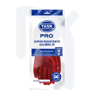 Guantes Caucho Rojo Calibre 25 Talla M Task Pro x Par