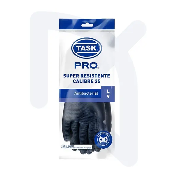 Guantes Caucho Negro Calibre 25 Talla L Task Pro x Par