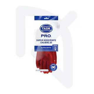 Guantes Caucho Rojo Calibre 25 Talla L Task Pro x Par