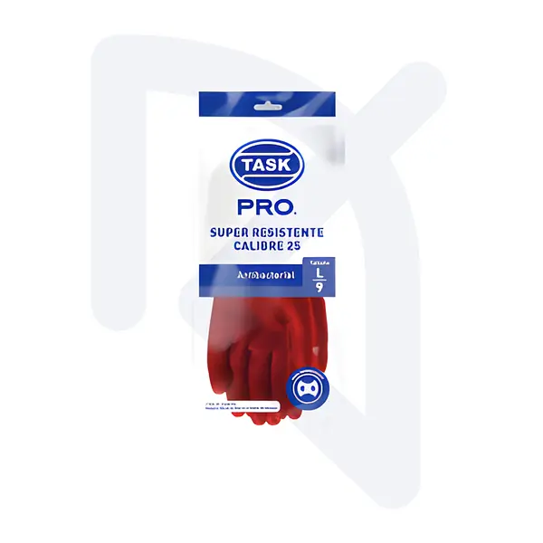 Guantes Caucho Rojo Calibre 25 Talla L Task Pro x Par
