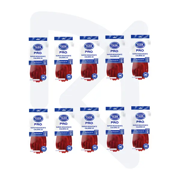 Guantes Caucho Rojo Calibre 25 Talla L Task Pro > 10 Pares
