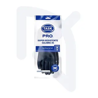 Guantes Caucho Negro Calibre 35 Talla M Task Pro x Par