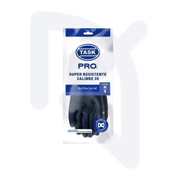 Guantes Caucho Negro Calibre 35 Talla M Task Pro x Par