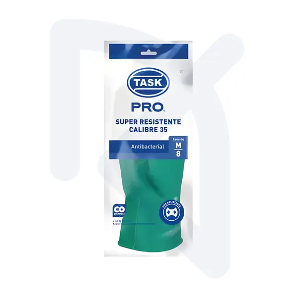Guantes Caucho Verde Calibre 35 Talla M Task Pro x Par