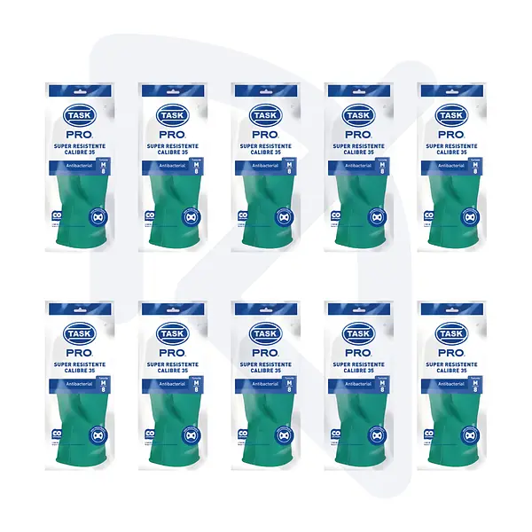 Guantes Caucho Verde Calibre 35 Talla M Task Pro > 10 Pares