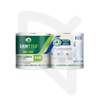 Papel Higiénico Jumbo Natural Sanitisu 4 Rollos * 500 Metros