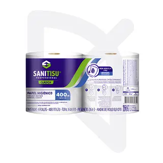 Papel Higiénico Jumbo Blanco Sanitisu 4 Rollos * 400 metros