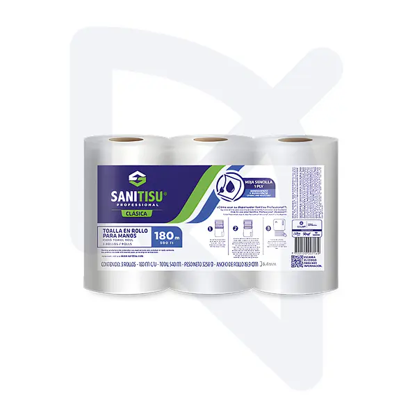 Toalla Manos Blanca Sanitisu 3 Rollos * 180 metros