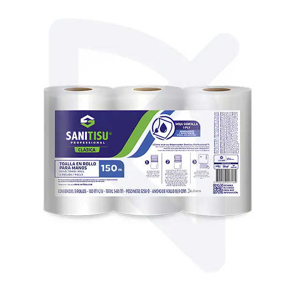 Toalla Manos Blanca Sanitisu 3 Rollos * 150 metros