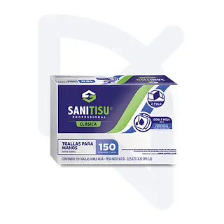 Toalla Manos Blanca en Z Sanitisu Paquete * 150 Unidades