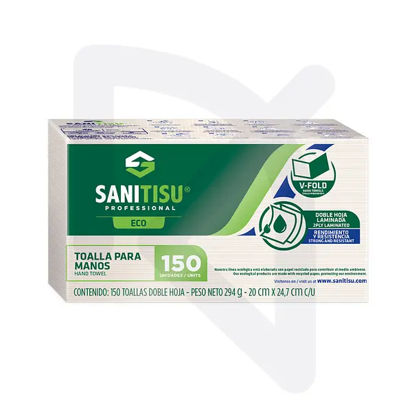 Toalla Manos Natural En Z Sanitisu Paquete * 150 Unidades
