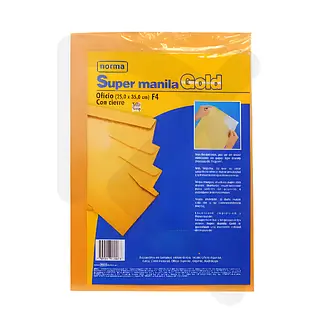 Sobre De Manila Tamaño Oficio X Unidad Gold