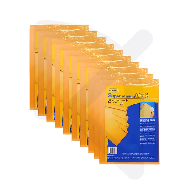 Sobre De Manila Tamaño Oficio X 100 Unidades Gold