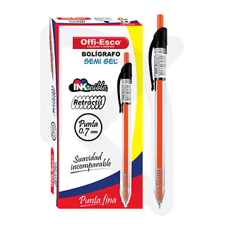 Bolígrafo Semigel Retráctil Negro Offi-Esco 052f Unidad