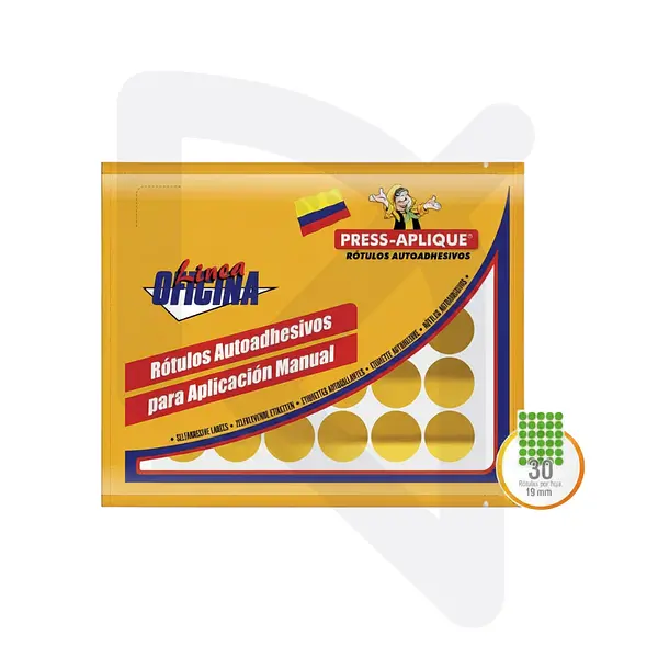 Etiquetas Adhesivas Circulares 19 Mm Press Aplique 1170